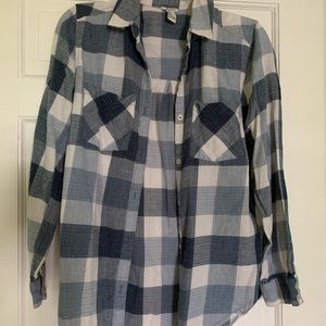 White and blue flannel